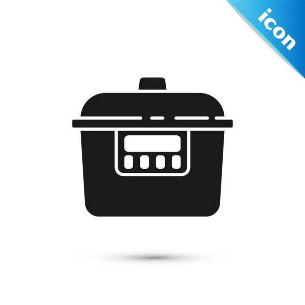 Grey Slow Cooker Icon Isolated White Background Electric Pan Vector — Stock Vector