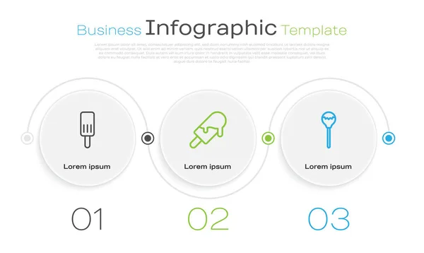 Set Line Ice Cream Lollipop Business Infographic Template Vector — Stock Vector