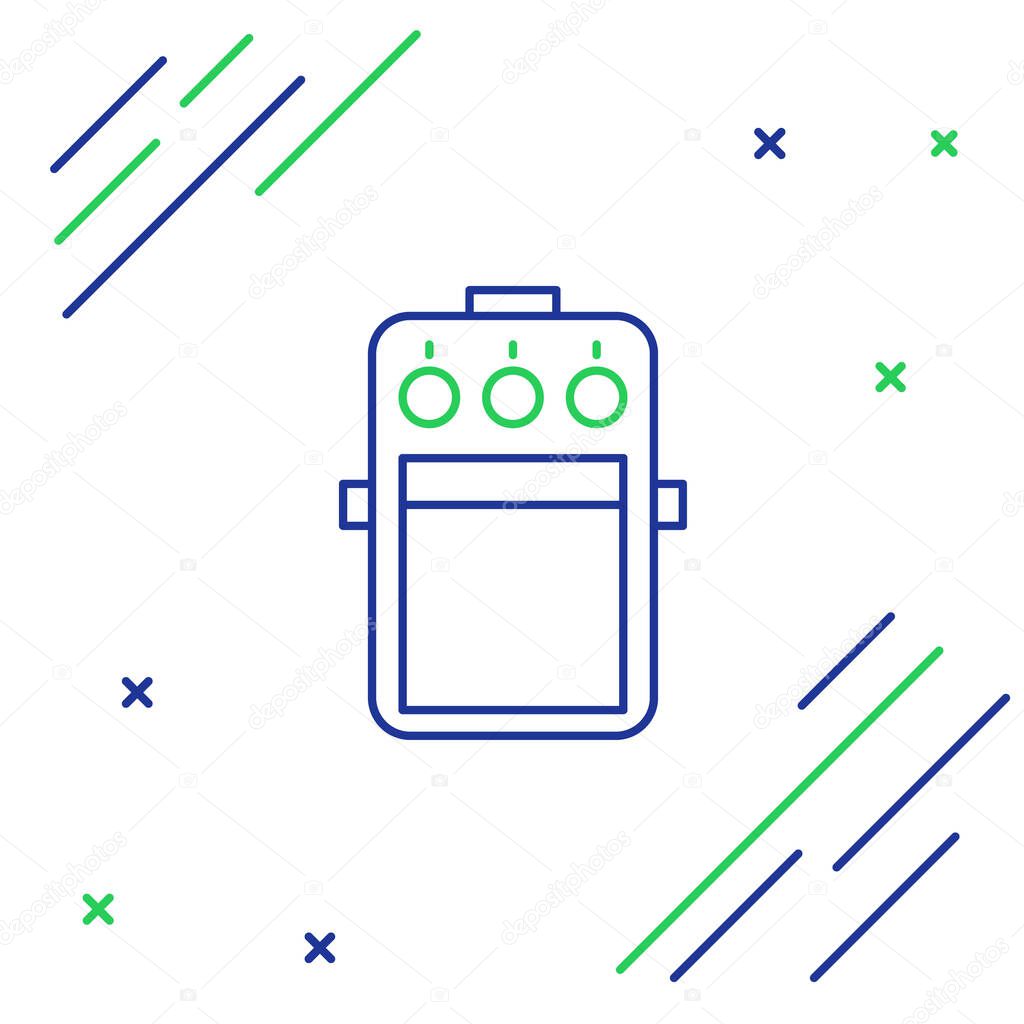 Line Guitar pedal icon isolated on white background. Musical equipment. Colorful outline concept. Vector.
