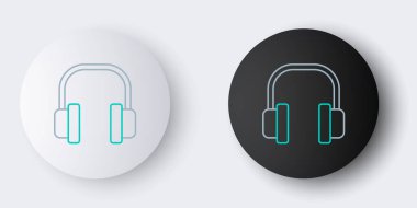 Gri arkaplanda hat kulaklığı simgesi izole edildi. Kulaklıklar. Müzik, hizmet, iletişim ve operatör konsepti. Renkli taslak konsepti. Vektör.