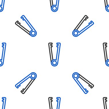 Line Meat maşası simgesi beyaz arkaplanda izole edilmiş pürüzsüz desen. Barbekü maşası imzası. Barbekü ve ızgara aleti. Renkli taslak konsepti. Vektör.