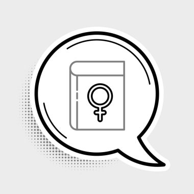 Gri arkaplanda izole edilmiş kadın simgesi hakkında satır kitabı. 8 Mart. Uluslararası Mutlu Kadınlar Günü. Renkli taslak konsepti. Vektör.