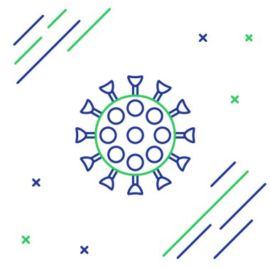 Beyaz arkaplanda çizgi virüsü simgesi izole edildi. Corona virüsü 2019-nCoV. Bakteri ve mikroplar, hücre kanseri, mikrop, mantar. Renkli taslak konsepti. Vektör.