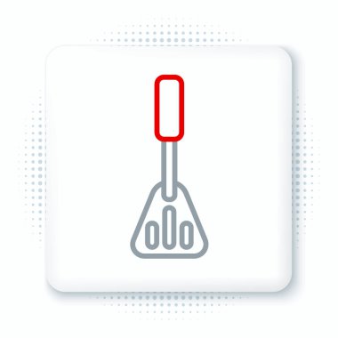 Spatula çizgisi simgesi beyaz arkaplanda izole edildi. Mutfak spatula ikonu. Barbekü spatula işareti. Barbekü ve ızgara aleti. Renkli taslak konsepti. Vektör.