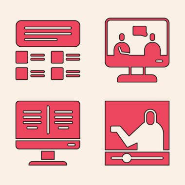 Çevrimiçi Eğitim, Online Sınav, Test, Anket, Çevrimiçi Eğitim ve Çevrimiçi Kitapları İzleme Simgesi Üzerine Ayarlayın. Vektör.