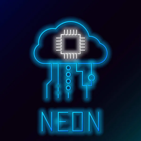 Glödande Neon Line Internet Things Ikon Isolerad Svart Bakgrund Koncept — Stock vektor