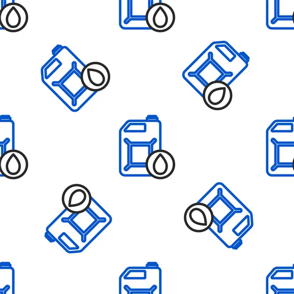 Motor makine yağı ikonu için çizgi plastik kutu beyaz arka planda izole edilmiş pürüzsüz desen. Benzin bidonu. Yağ değiştirme ve onarım servisi. Renkli taslak konsepti. Vektör.