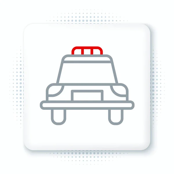 Ligne Voiture Police Icône Clignotant Police Isolé Sur Fond Blanc — Image vectorielle