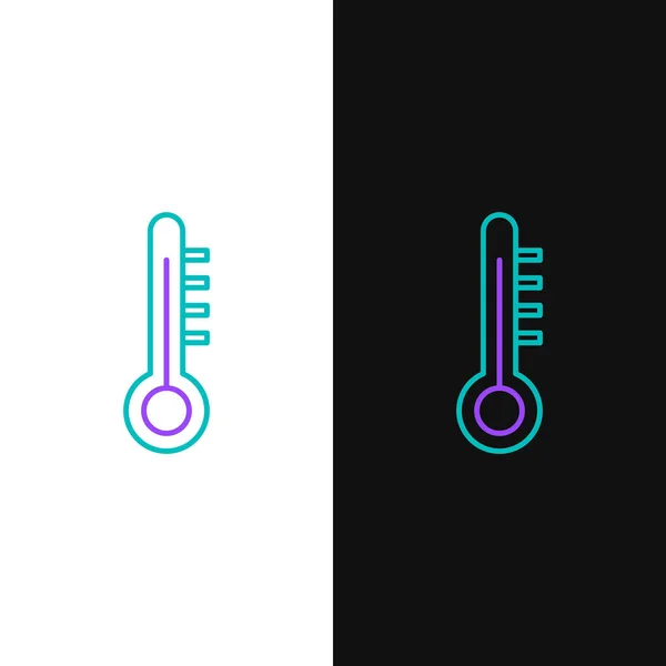 ライン気象温度計白と黒の背景に隔離されたアイコンを測定します 高温または低温を示す温度計機器 カラフルなアウトラインコンセプト ベクトル — ストックベクタ