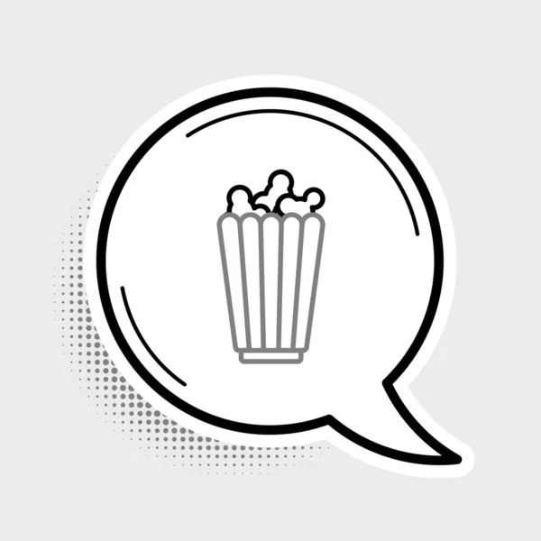 Ligne Popcorn Dans Boîte Carton Icône Isolée Sur Fond Gris — Image vectorielle