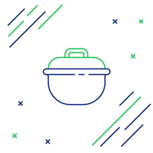 Line Cooking Pot Icoon Geïsoleerd Witte Achtergrond Kook Stoofpot Voedsel — Stockvector