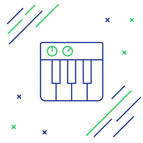 Line Music Szintetizátor Ikon Elszigetelt Fehér Alapon Elektronikus Zongora Színes — Stock Vector