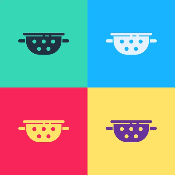 Pop Art Kuchyně Colander Ikona Izolované Barevném Pozadí Nádobí Vaření — Stockový vektor