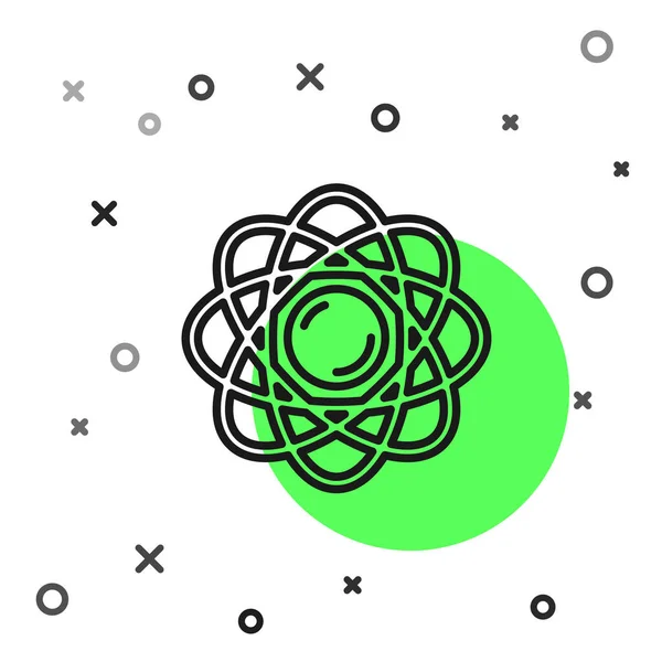 Чорна Лінія Піктограма Atom Ізольована Білому Тлі Символ Науки Освіти — стоковий вектор
