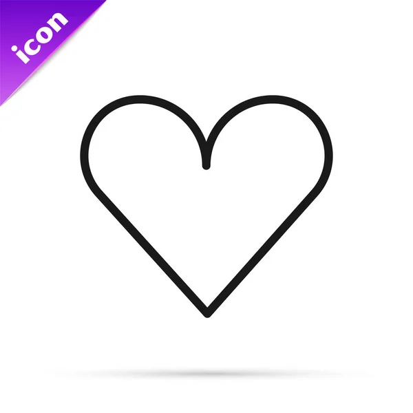 Black Line Heart Icon Isolated White Background Romantic Symbol Linked — Stock Vector