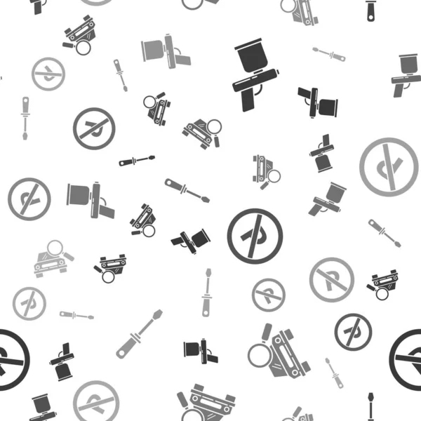 Sprey boya tabancası, araba araması, park yok, durmak yok ve tornavida da kusursuz. Vektör.