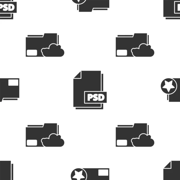 Set Document Folder Star Psd File Document Cloud Storage Text — Stock Vector