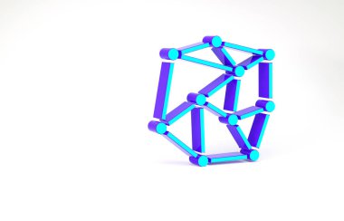 Turkuaz sinirsel ağ simgesi beyaz arkaplanda izole edildi. Yapay Zeka. Minimalizm kavramı. 3d illüstrasyon 3B canlandırma