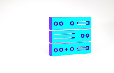 Turkuaz Sunucu, Data, Web sunucu simgesi beyaz arkaplanda izole edildi. Minimalizm kavramı. 3d illüstrasyon 3B canlandırma
