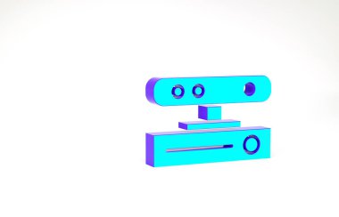 Turkuaz Hareket sensör simgesi beyaz arkaplanda izole edildi. Minimalizm kavramı. 3d illüstrasyon 3B canlandırma