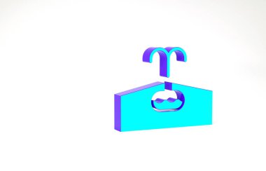 Turkuaz Oilfield simgesi beyaz arkaplanda izole edildi. Doğal kaynaklar, petrol ve gaz üretimi. Minimalizm kavramı. 3d illüstrasyon 3B canlandırma