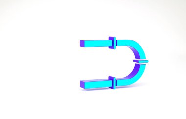 Turkuaz Sanayi Metalik Boru Simgesi beyaz arka planda izole edildi. Minimalizm kavramı. 3d illüstrasyon 3B canlandırma