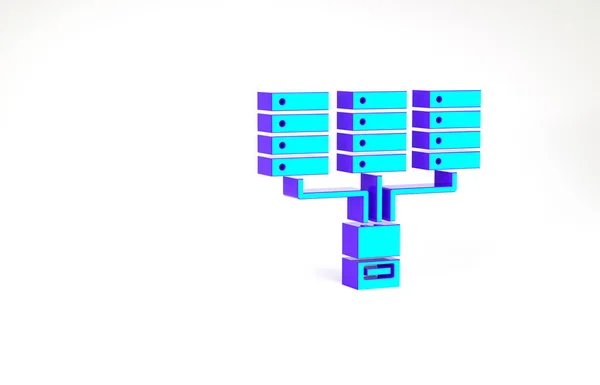 Turquoise Server, Data, Web Hosting ikon elszigetelt fehér háttérrel. Minimalizmus koncepció. 3d illusztráció 3D render — Stock Fotó