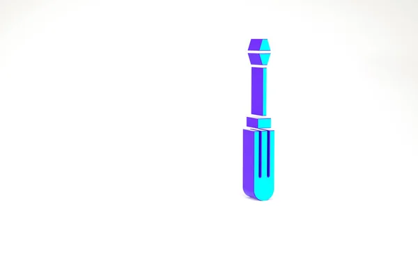 Бірюзова ікона Screwdriver ізольована на білому тлі. Символ службового інструменту. Концепція мінімалізму. 3D-рендеринг — стокове фото