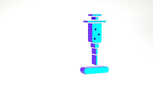 Türkis Spritze Symbol isoliert auf weißem Hintergrund. Spritze für Impfstoff, Impfung, Injektion, Grippeimpfung. Medizinische Geräte. Minimalismus-Konzept. 3D Illustration 3D Renderer — Stockfoto
