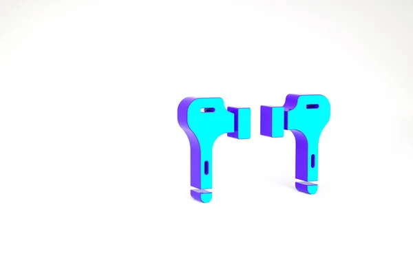 Icono de auriculares Turquoise Air aislado sobre fondo blanco. Soporte inalámbrico en caso de auriculares garniture gadget electrónico. Concepto minimalista. 3D ilustración 3D render — Foto de Stock