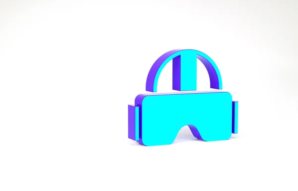 Turquoise Virtual reality glasses icon isolated on white background. Stereoscopic 3d vr mask. Minimalism concept. 3d illustration 3D render — Stock Photo, Image