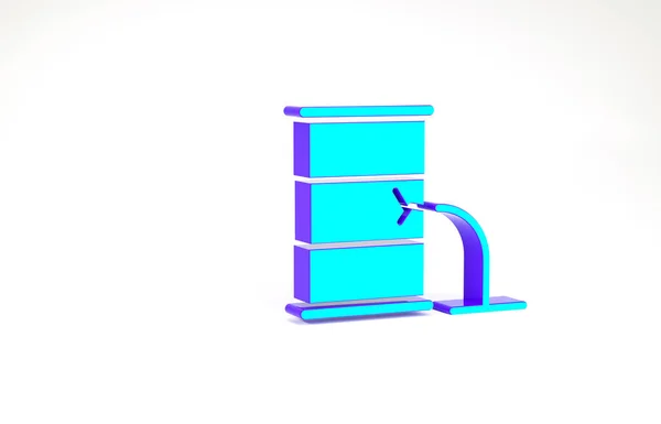 Türkis Barrel Ölleck Symbol isoliert auf weißem Hintergrund. Minimalismus-Konzept. 3D Illustration 3D Renderer — Stockfoto