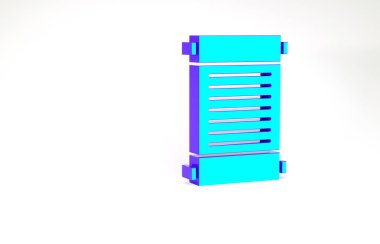 Turkuaz Karar, kağıt, parşömen, kaydırma simgesi beyaz arkaplanda izole edilmiş. Minimalizm kavramı. 3d illüstrasyon 3B canlandırma