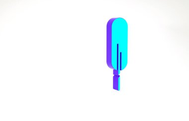 Turkuaz Tüy kalem simgesi beyaz arkaplanda izole edildi. Minimalizm kavramı. 3d illüstrasyon 3B canlandırma