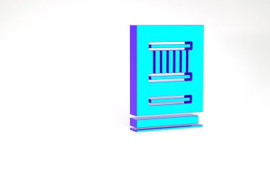 Turkuaz hukuk kitabı simgesi beyaz arkaplanda izole edildi. Yasal yargıç kitabı. Yargılama kavramı. Minimalizm kavramı. 3d illüstrasyon 3B canlandırma