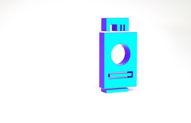 Turkuaz Pasaport, beyaz arka planda izole edilmiş bilet simgesi. Kimlik Belgesi. Konsept seyahat ve turizm. Minimalizm kavramı. 3d illüstrasyon 3B canlandırma