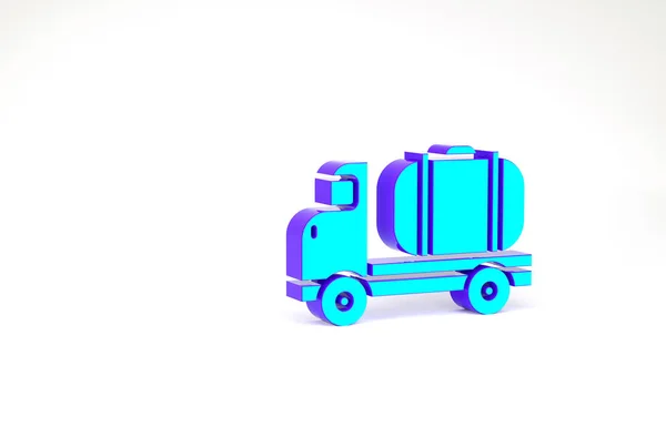 Ікона вантажівки Turquoise Tanker ізольована на білому тлі. Нафтовий танкер, бензинова вантажівка, цистерна, нафтотрейлер. Концепція мінімалізму. 3D-рендеринг — стокове фото