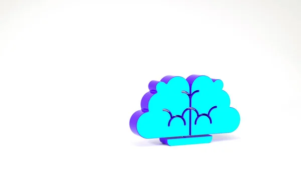 Turquoise Human brain icon isolated on white background. Minimalism concept. 3d illustration 3D render — Stock Photo, Image