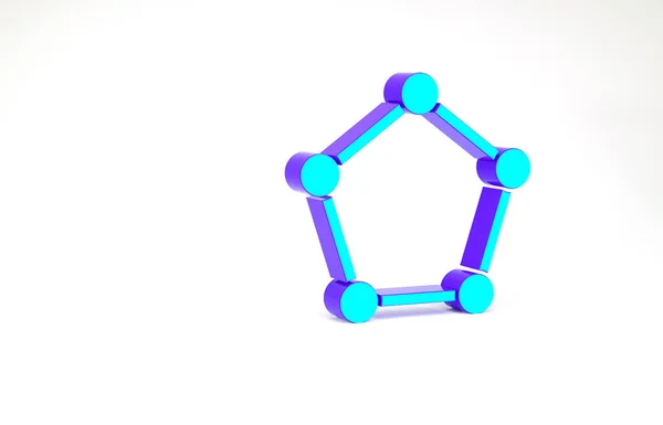 Turkos geometrisk figur Pentagonal prisma ikon isolerad på vit bakgrund. Abstrakt form. Geometrisk prydnad. Minimalistiskt koncept. 3D-återgivning för 3D — Stockfoto