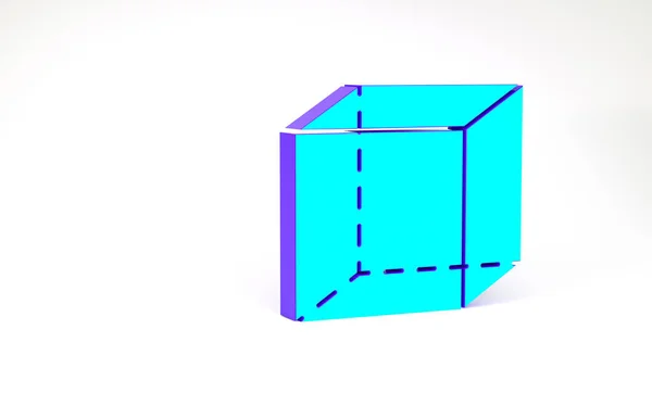 Turkos geometrisk figur Cube ikon isolerad på vit bakgrund. Abstrakt form. Geometrisk prydnad. Minimalistiskt koncept. 3D-återgivning för 3D — Stockfoto