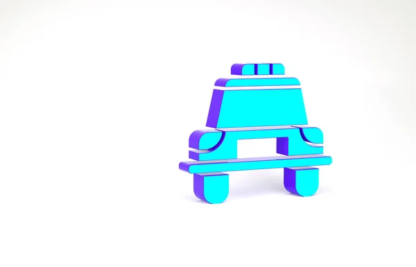 Turquesa coche de la policía y el icono parpadeante de la policía aislado sobre fondo blanco. Sirena intermitente de emergencia. Concepto minimalista. 3D ilustración 3D render —  Fotos de Stock