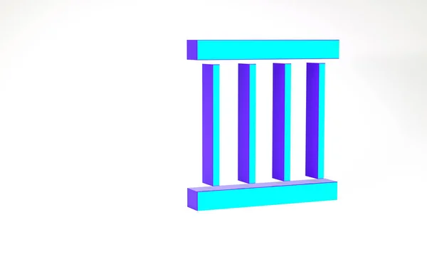 Turkusowa ikona okna więzienia odizolowana na białym tle. Koncepcja minimalizmu. Ilustracja 3D 3D renderowania — Zdjęcie stockowe