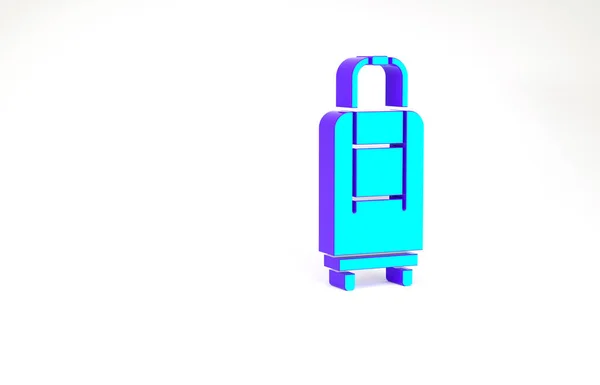 绿松石套件为旅行图标隔离在白色背景.旅行的行李标志。旅行行李图标。最低纲领的概念。3D渲染3D插图 — 图库照片