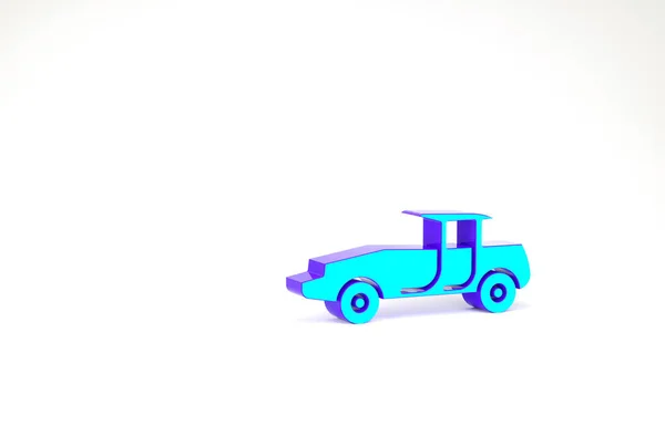 Бирюзовый автомобиль значок изолирован на белом фоне. Концепция минимализма. 3D-рендеринг — стоковое фото