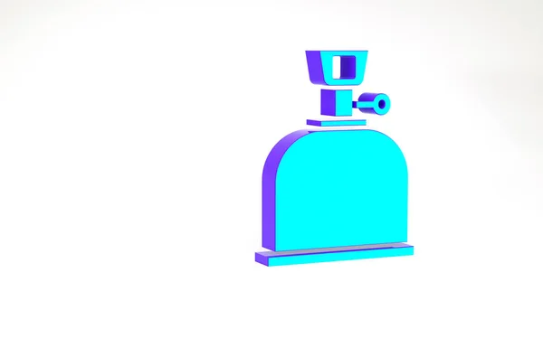 Turquoise Camping ikona pieca gazowego izolowane na białym tle. Przenośny palnik gazowy. Turystyka, sprzęt kempingowy. Koncepcja minimalizmu. Ilustracja 3D 3D renderowania — Zdjęcie stockowe