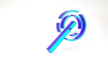 Turkuaz Sihirli çubuk simgesi beyaz arkaplanda izole edildi. Yıldız şeklinde sihirli aksesuar. Sihirli güç. Minimalizm kavramı. 3d illüstrasyon 3B canlandırma