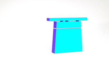 Turkuaz Sihirbaz şapka simgesi beyaz arkaplanda izole edildi. Sihir numarası. Gizemli eğlence konsepti. Minimalizm kavramı. 3d illüstrasyon 3B canlandırma