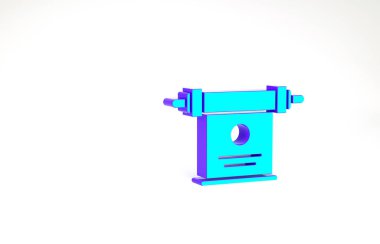 Turkuaz Sihirli kaydırma simgesi beyaz arkaplanda izole edildi. Karar, kağıt, parşömen, parşömen ikonu. Minimalizm kavramı. 3d illüstrasyon 3B canlandırma