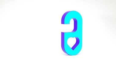 Turkuaz lütfen beyaz arkaplanda izole edilmiş kalp ikonu ile rahatsız etmeyin. 8 Mart. Uluslararası Mutlu Kadınlar Günü. Minimalizm kavramı. 3d illüstrasyon 3B canlandırma