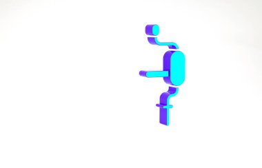 Turkuaz El matkabı beyaz arka planda izole edildi. Minimalizm kavramı. 3d illüstrasyon 3B canlandırma